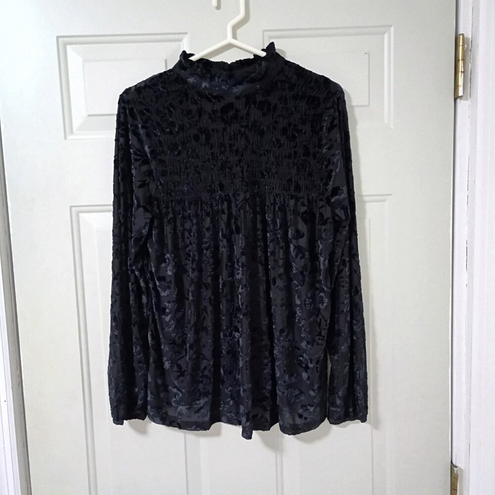 JOSEPH A. Black Velvet Blouse Size S Romantic Gothic For Women.